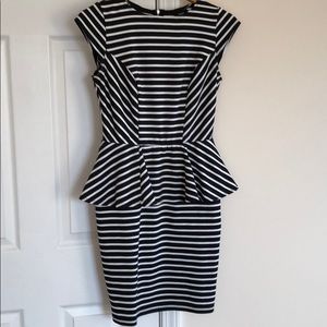 Mossimo black & white stripe peplum‎ dress size SM